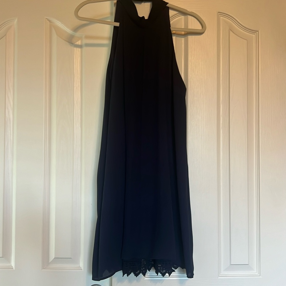 Altar’d State dress in navy blue color.  Halter style neckline.